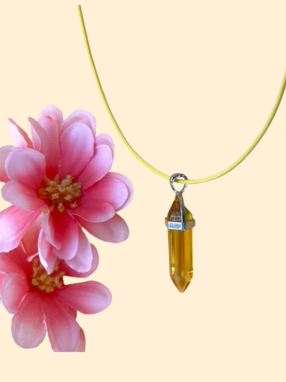 Yellow Crystal Point Pendant Necklace - Women Jewelry